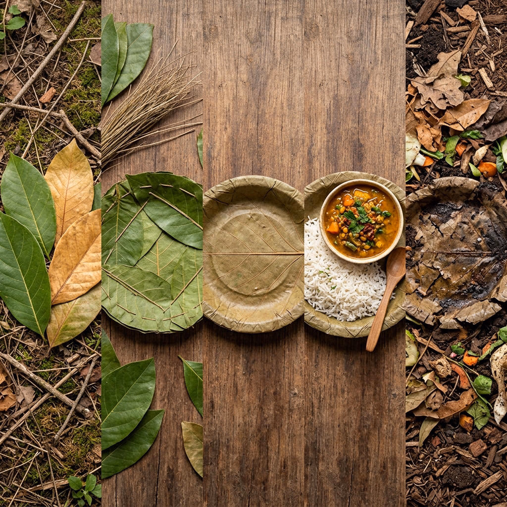 Sal leaf plates biodegradable lifecycle and sourcing in India